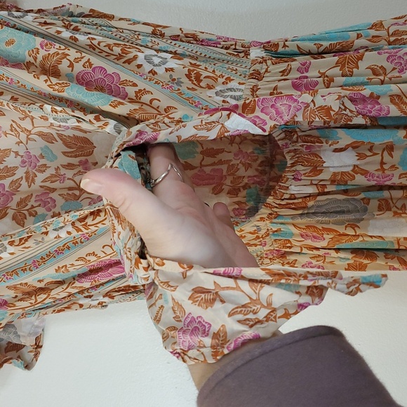 Sea Lustre Sunny Days Floral High-Low Dress Size S/M Plunging V-Neck Tie Chest - Picture 3 of 13